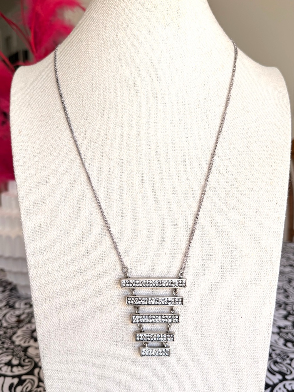 Mark. Silver Tone Rhinestone Geometric Pendant Necklace